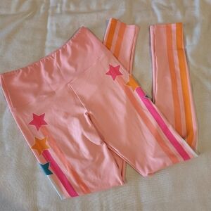 Goldsheep Leggings Shooting Stars Size Medium Pink Rainbow